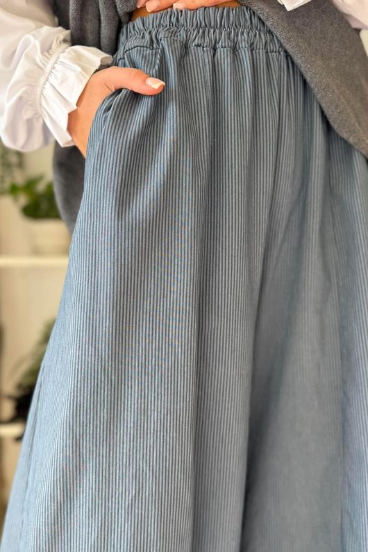 Bennie Quirky Barrel Pant Denim Pin Stripe